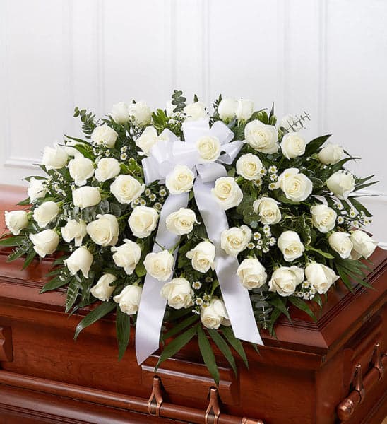 ROSE HALF CASKET IN WHITE